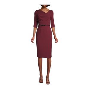 Black Halo Jackie O Maroon Sheath Dress Size 6